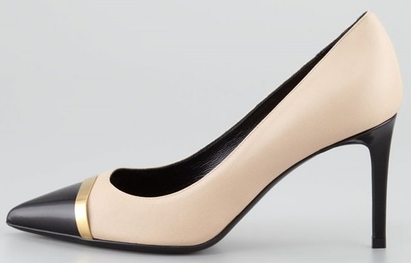 Saint Laurent 'Paris' Cap Toe Pumps in Cream Leather