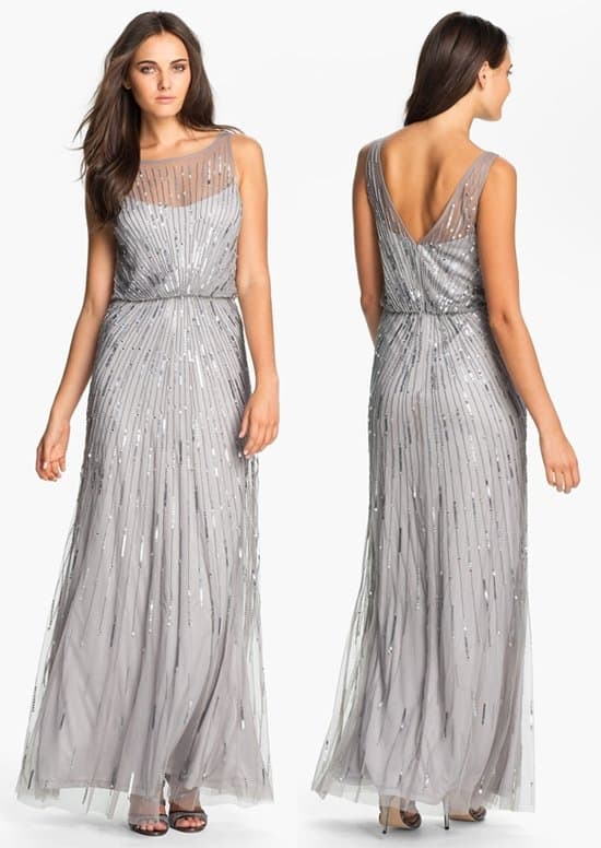 Aidan Mattox Illusion Yoke Sequin Mesh Gown