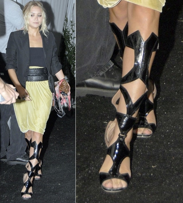 Ashley Olsen turns heads in Azzedine Alaïa knee-high gladiator boots at Hampton Social at Ross in NYC, August 11, 2007