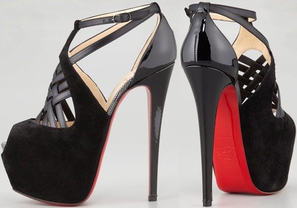 Christian Louboutin "Carlota" Strappy Red-Sole Platform Pumps