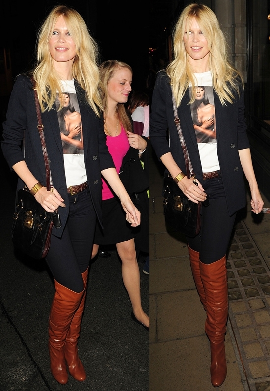 Claudia Schiffer attends the Dolce Gabbana and Naomi Campbell party during London Fashion Week Spring/Summer 2011 on Bond Street in London on September 21, 2010