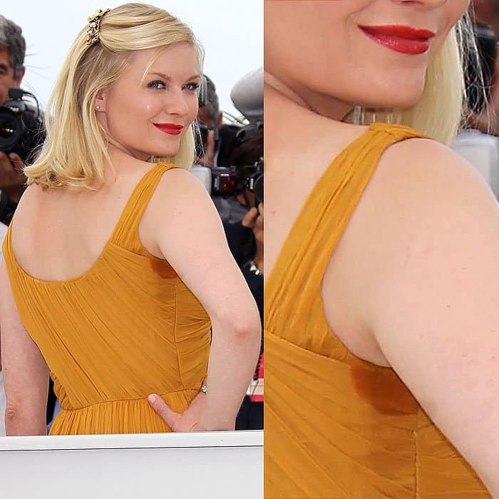 Kirsten Dunst with armpit stain at the Melancholia photo call at the 2011 Cannes International Film Festival in Cannes, France, on May 18, 2011