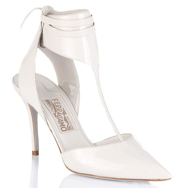 Salvatore Ferragamo T-Stap Pumps White