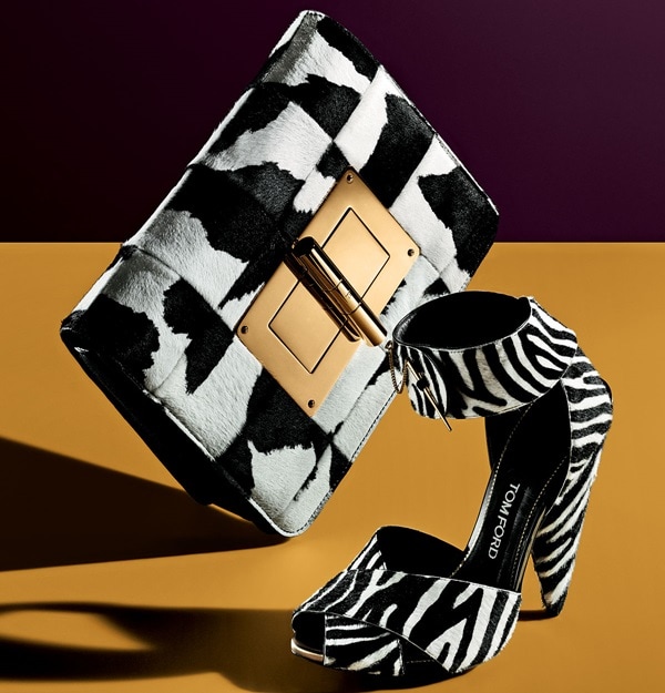 Tom Ford Zebra-Print Pin-Detail Ankle-Strap Sandal
