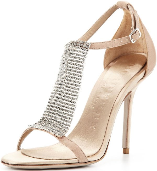 Burberry Satin Crystal-Embellished Sandal