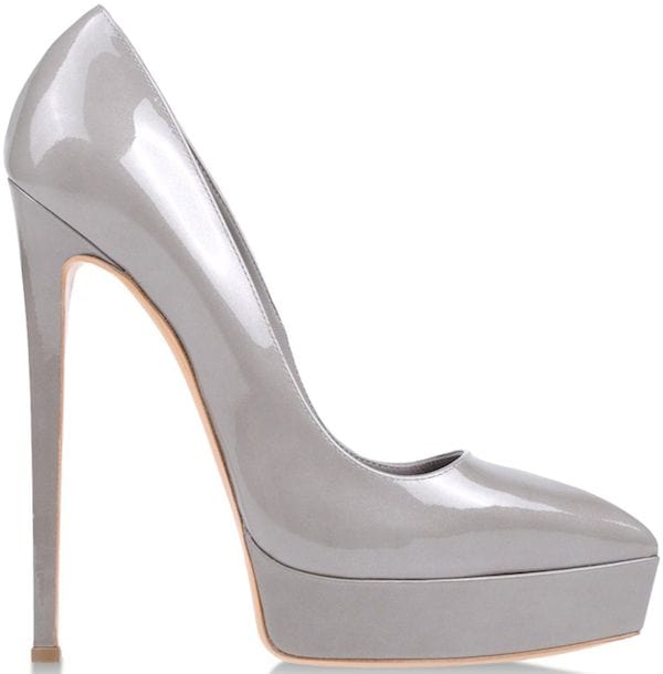 Casadei Platform Pumps in Gray Patent Leather