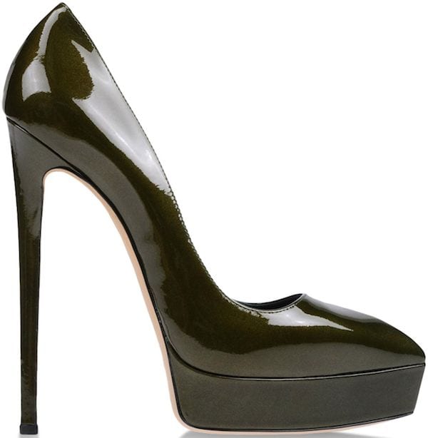 Casadei "Mohawk" Platform Pumps in Military Green