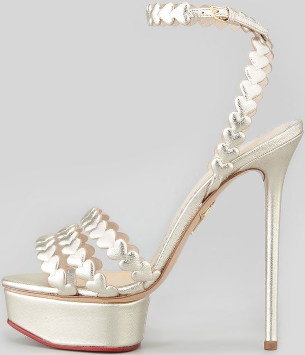 "I Heart You" metallic platform sandals from Charlotte Olympia