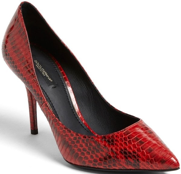 Dolce Gabbana Red Elaphe Snakeskin Pumps