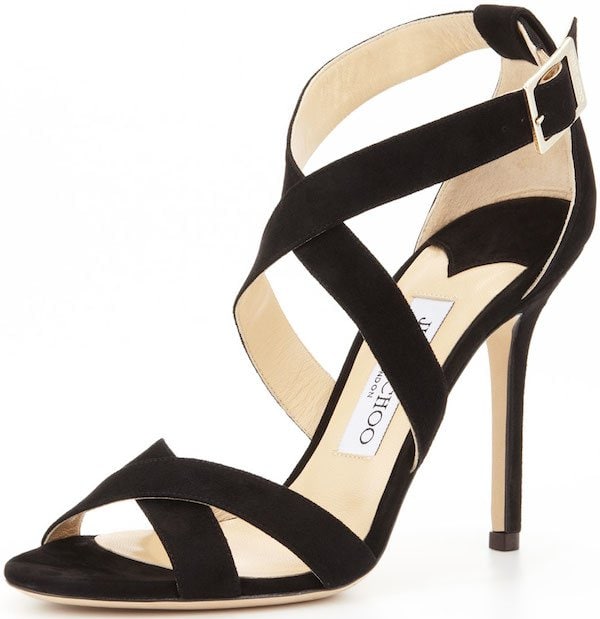 Black Suede Jimmy Choo "Lottie" Sandals