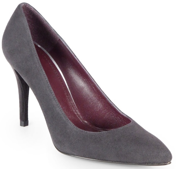 Stuart Weitzman "Power" Pumps in Gray Suede