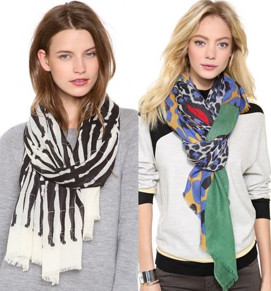 Yarnz Accordion Cashmere Scarf and Yarnz Leopard Face Cashmere Scarf