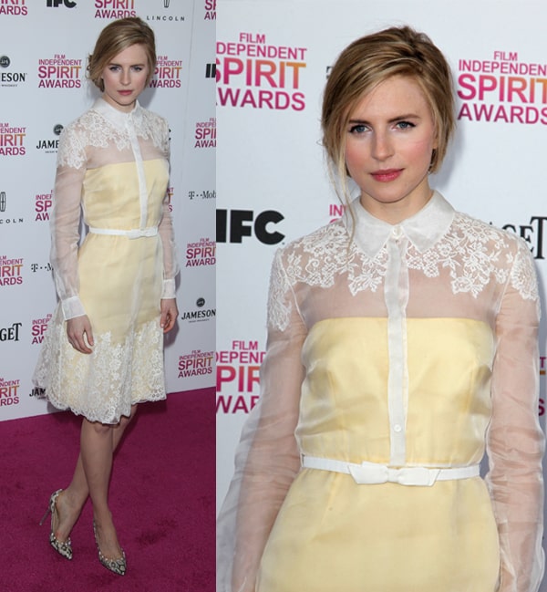 Brit Marling is elegant in a Valentino embroidered dress at the 2013 Film Independent Spirit Awards in California