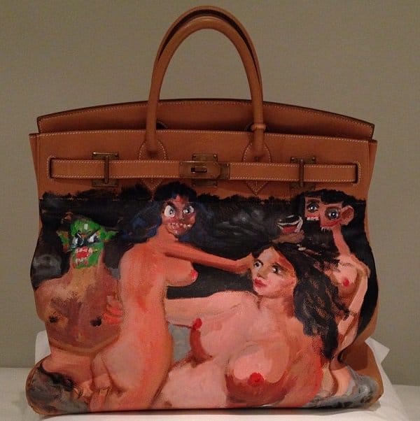Kim Kardashian shares her unique Hermes Birkin bag on Instagram, captioned "#HandPaintedGeorgeCondo #HermesBirkin #OneofOne #ChristmasPresentFromYeezy"