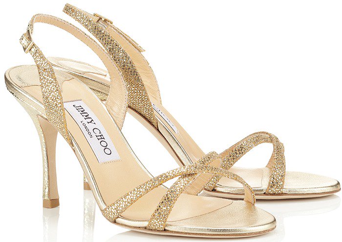 Jimmy Choo "India" Glitter Slingback Sandals