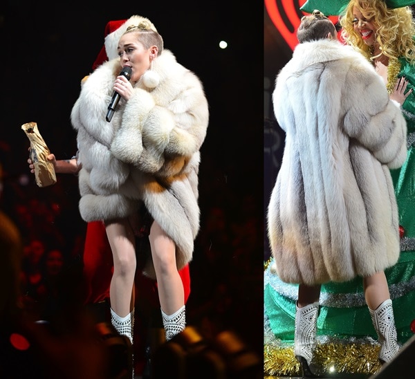 Miley Cyrus performs onstage during Y100's Jingle Ball 2013 Presented by Jam Audio Collection at BBT Center on December 20, 2013, in Sunrise, Florida