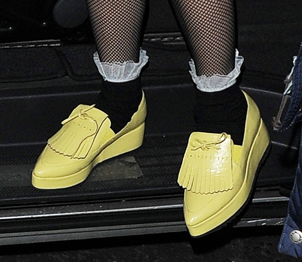 Lady Gaga's bright yellow loafers
