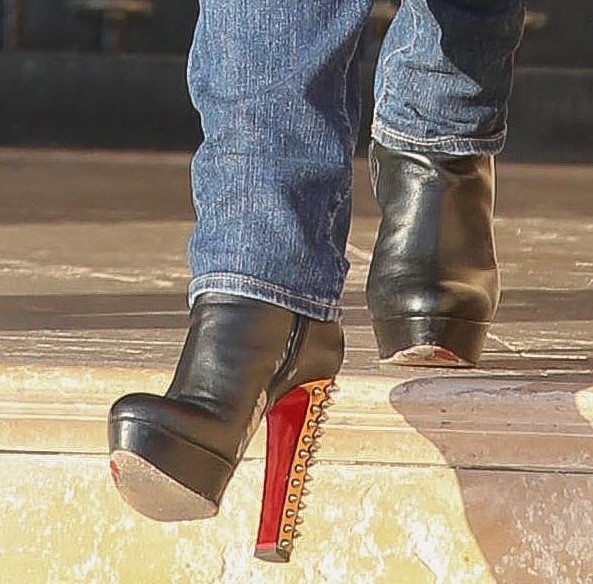 Lisa Vanderpump wearing Christian Louboutin Taclou Spiked-Heel Booties