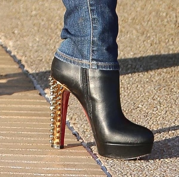 Lisa Vanderpump wearing Christian Louboutin Taclou Spiked-Heel Booties