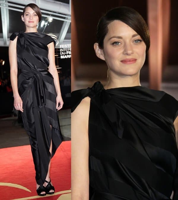 Marion Cotillard in a black Dior dress at the closing ceremony of the 13th Marrakech International Film Festival on December 7, 2013