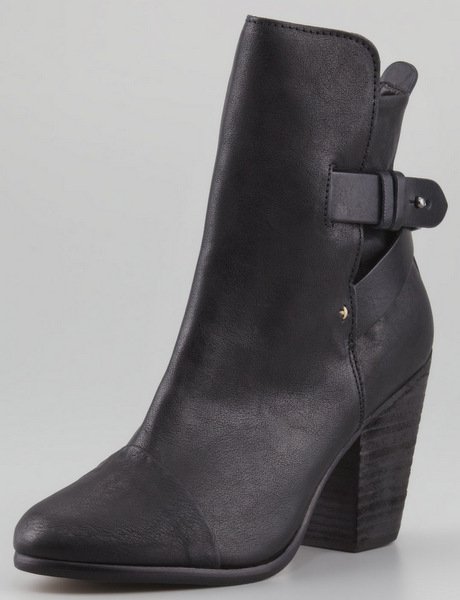 Rag Bone "Kinsey" Leather Ankle Booties in Black