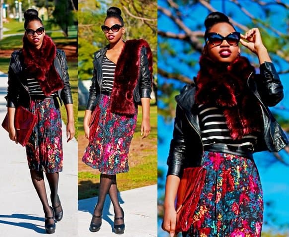 Ariel demonstrates the right way to wear colored fur with print and pattern