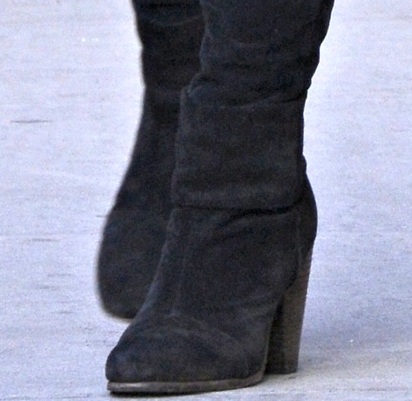 Katie Holmes stepped out in Rag Bone's 'Newbury' black suede ankle boots