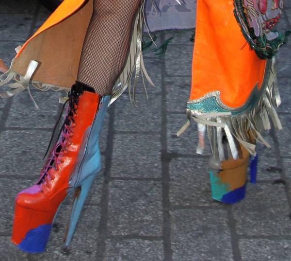 Lady Gaga rocks psychedelic platform boots