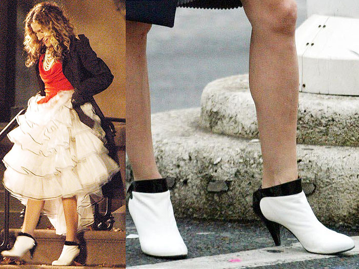 The mod black-and-white booties that make perfect sense to be paired with a big, poufy skirt