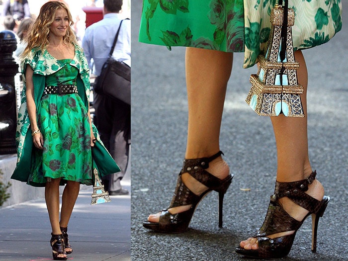 The brown snake version of Carrie's wedding shoes
