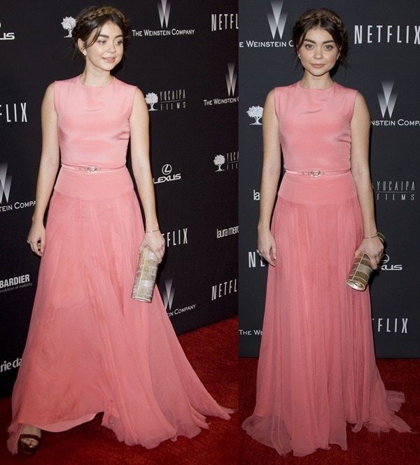 Sarah Hyland at the Weinstein Company Netflix 2014 Golden Globes after-party held at The Beverly Hilton hotel in Los Angeles on January 12, 2014