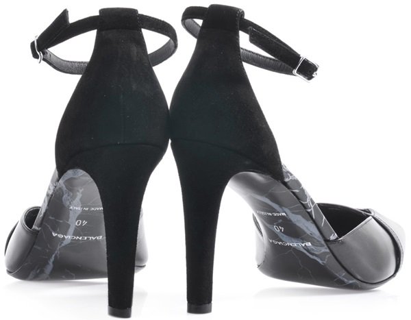 Balenciaga Leather-and-Suede Ankle-Strap Pumps