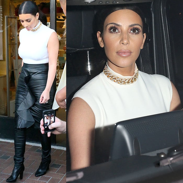 Kim Kardashian filming a segment for the show Keeping Up with the Kardashians at the Bel Bambini baby store in West Hollywood, California, on February 12, 2014