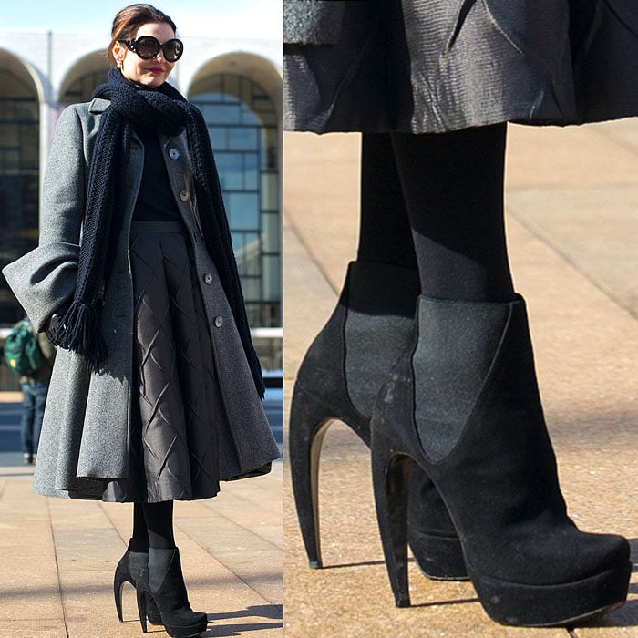 Model rocks Walter Steiger curve-heeled boots