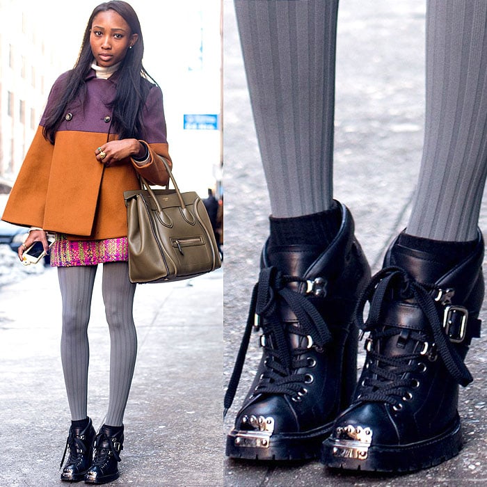 Model wearing hardy steel-toe boots