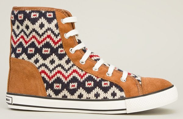 Fair Isle-Print Tory Burch "Noah" Hi-Top Sneakers