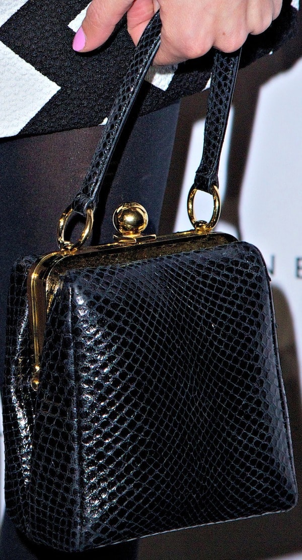 Alexa Chung's favorite black “Agata” leather bag from Dolce Gabbana