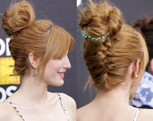 Bella Thorne's gorgeous red hair was styled in a chic updo