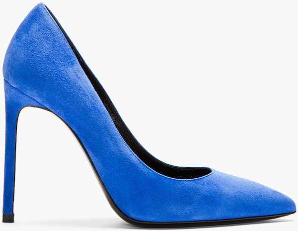 Saint Laurent "Paris" Pumps in Blue Suede