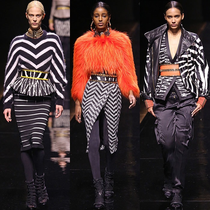 Animal-inspired looks on the Balmain Fall 2014 runway