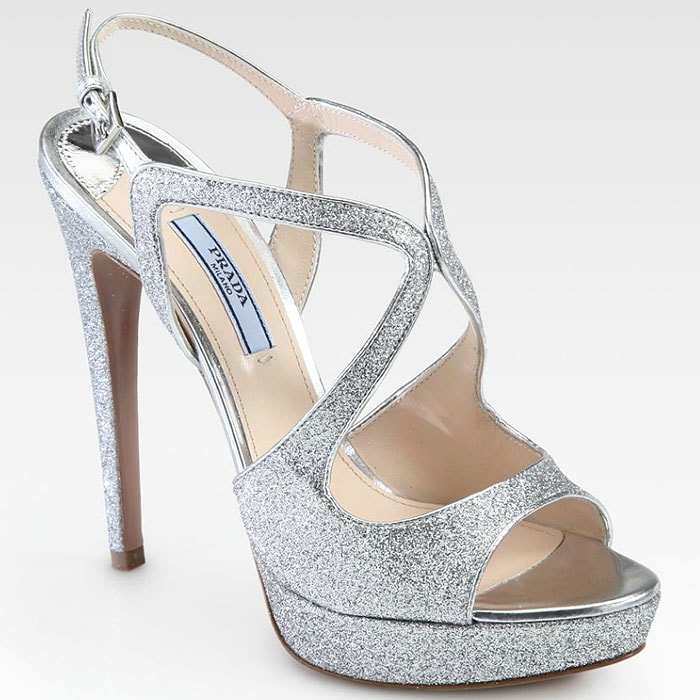 Prada Glitter Platform Sandals