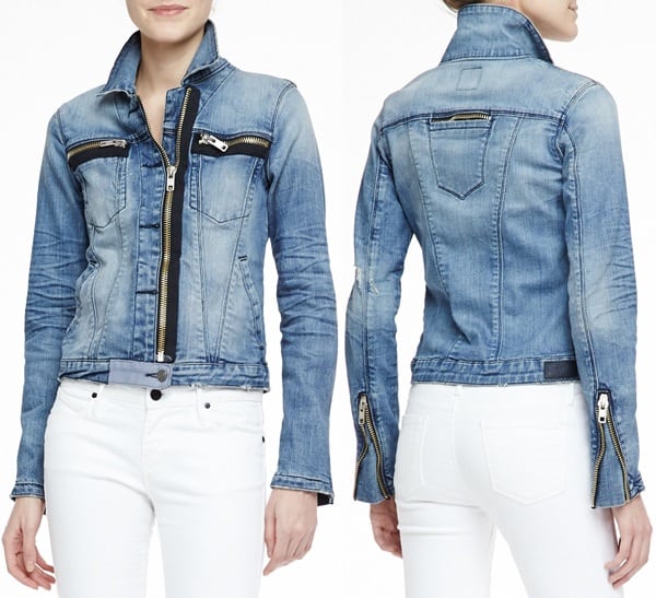 RtA Denim Faded Denim Zip-Detail Jacket