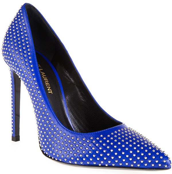 Saint Laurent 'Paris' Studded Pumps in Blue