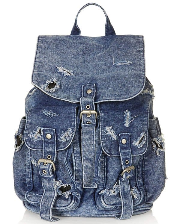Topshop Ripped Denim Backpack