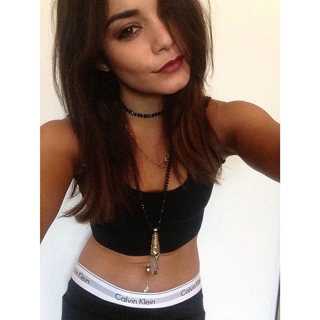 Vanessa Hudgens gives a peek of her Calvin Klein waistband in this Instagram post from March 18, 2014