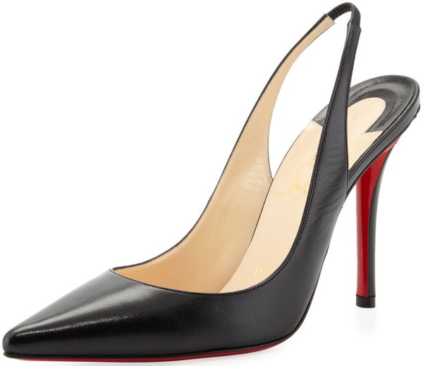 Christian Louboutin "Apostrophy Sling" Pumps in Black Patent Leather