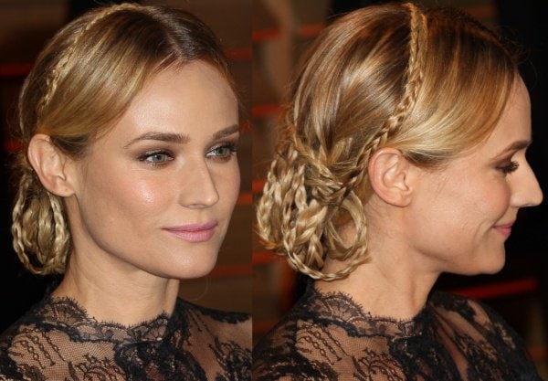 Diane Kruger's hair was styled in an intricate braided updo