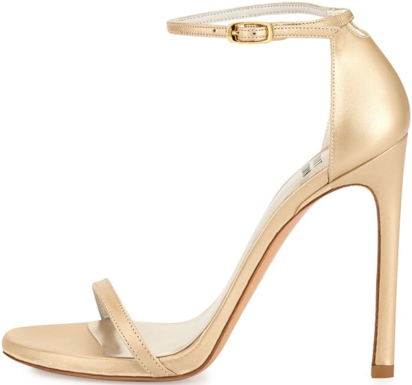 Stuart Weitzman "Nudist" Sandals in Pale Gold