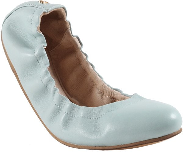 Yosi Samra Mirah Alsina Leather Flats in Seafoam