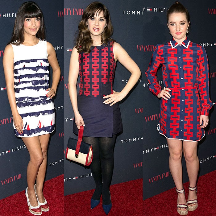 Hannah Simone, Zooey Deschanel, and Kaitlyn Dever stun in chic, retro-inspired dresses from the "To Tommy, From Zooey" collection at the collaboration launch in West Hollywood